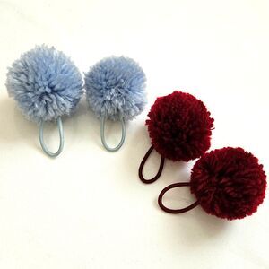 GYMBOREE Hair Ties Girls Accessories 2.5" Pompoms Elastic 2 pairs